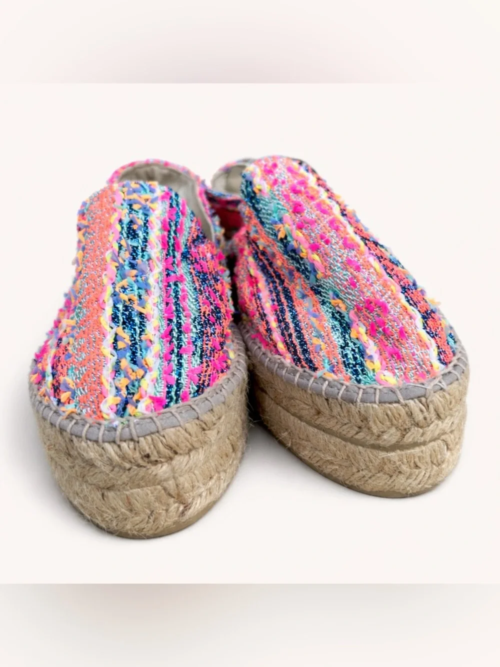 Manebi Platform Espadrilles Multicolor Woven Slip On Size EU 39 US 8